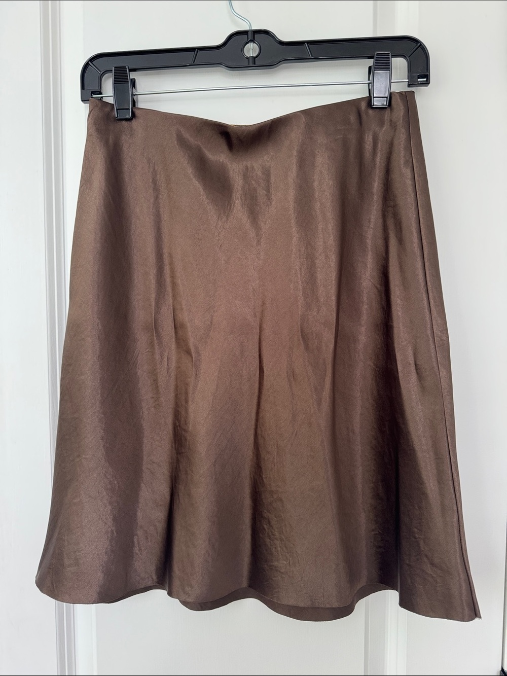 Vince Chocolate Brown A-Line Satin Skirt - Women's